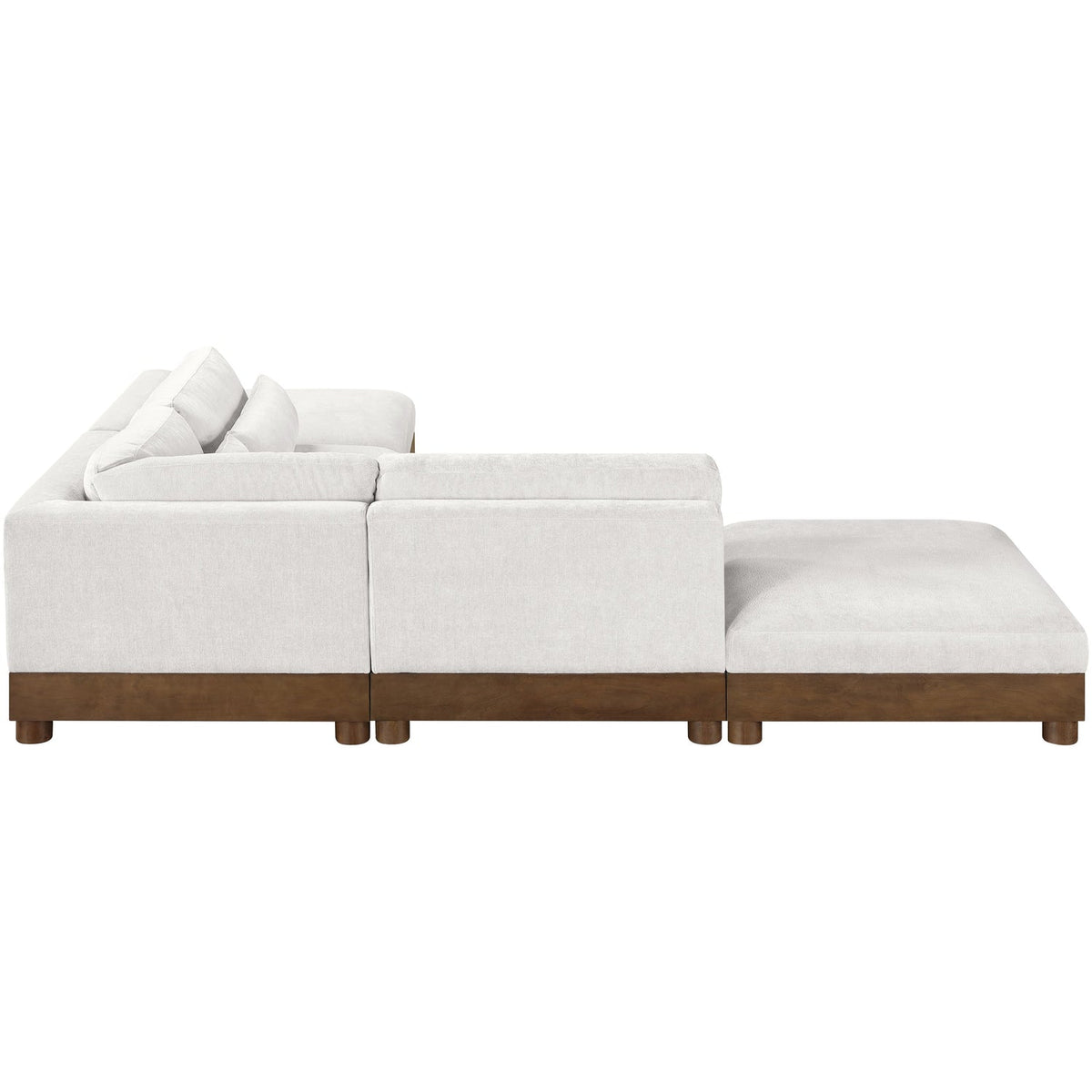Turin 120in Cream Chenille Fabric Upholstered 5 Piece Modular Sectional Sofa