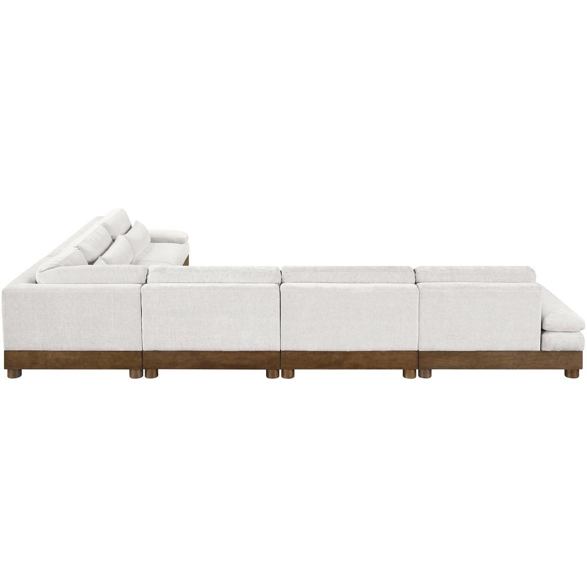 Turin 167.75in Cream Chenille Fabric Upholstered 6 Piece Modular Sectional Sofa