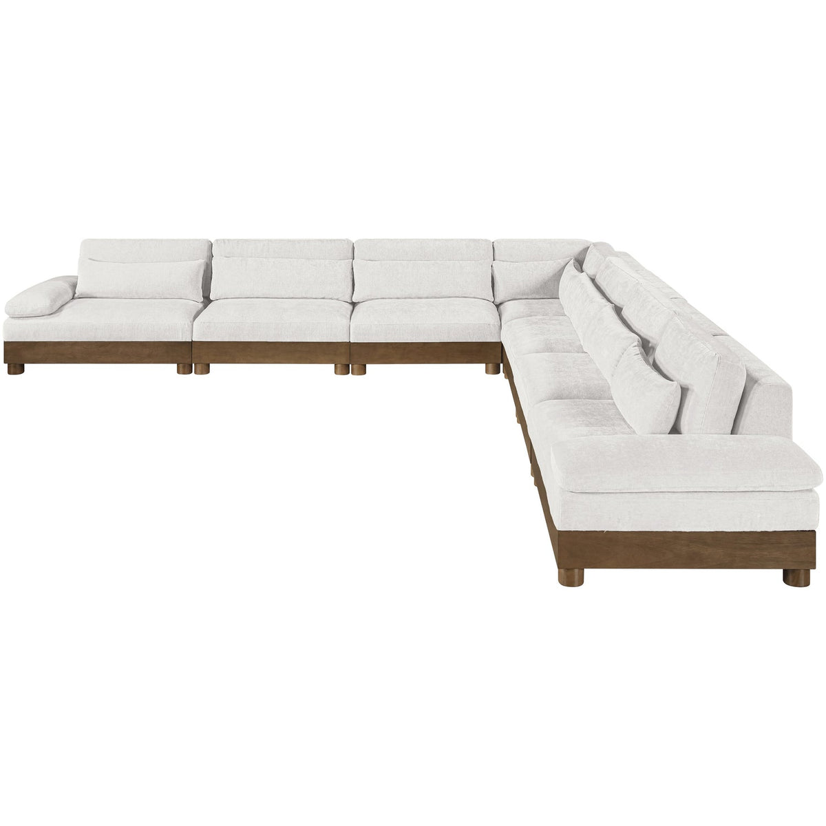 Turin 167.75in Cream Chenille Fabric Upholstered 7 Piece Modular Sectional Sofa