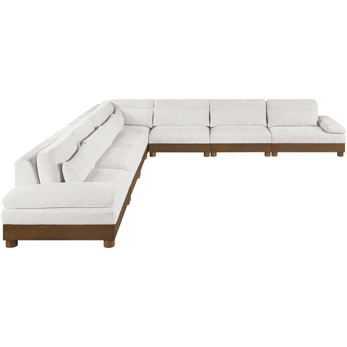 Turin 167.75in Cream Chenille Fabric Upholstered 7 Piece Modular Sectional Sofa