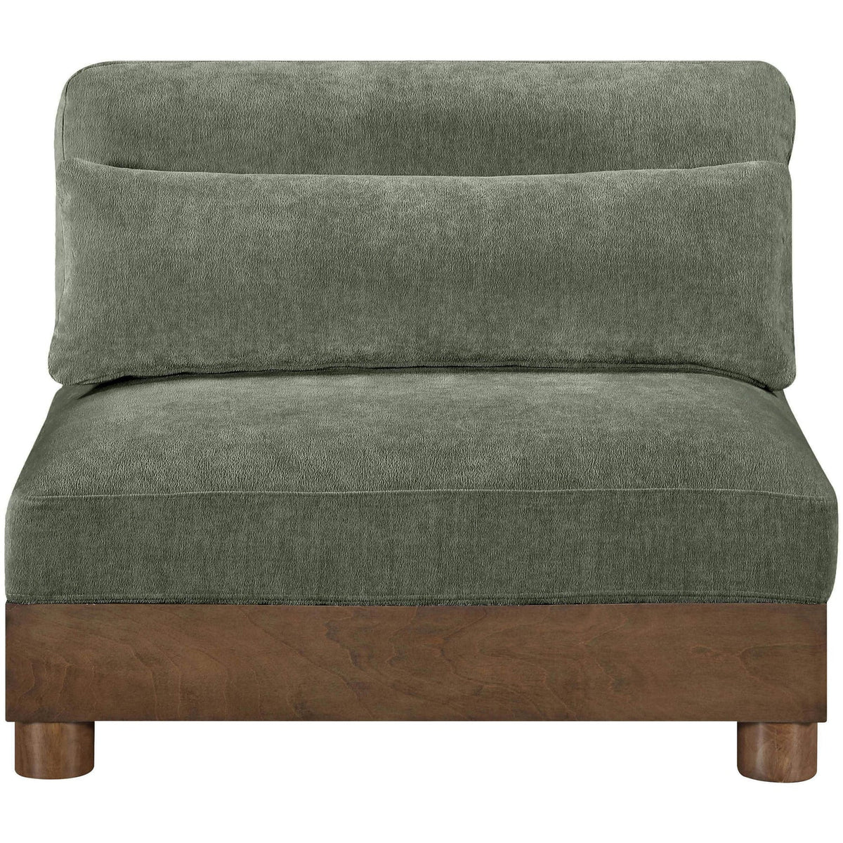 Turin Green Chenille Fabric Upholstered Modular Armless Chair