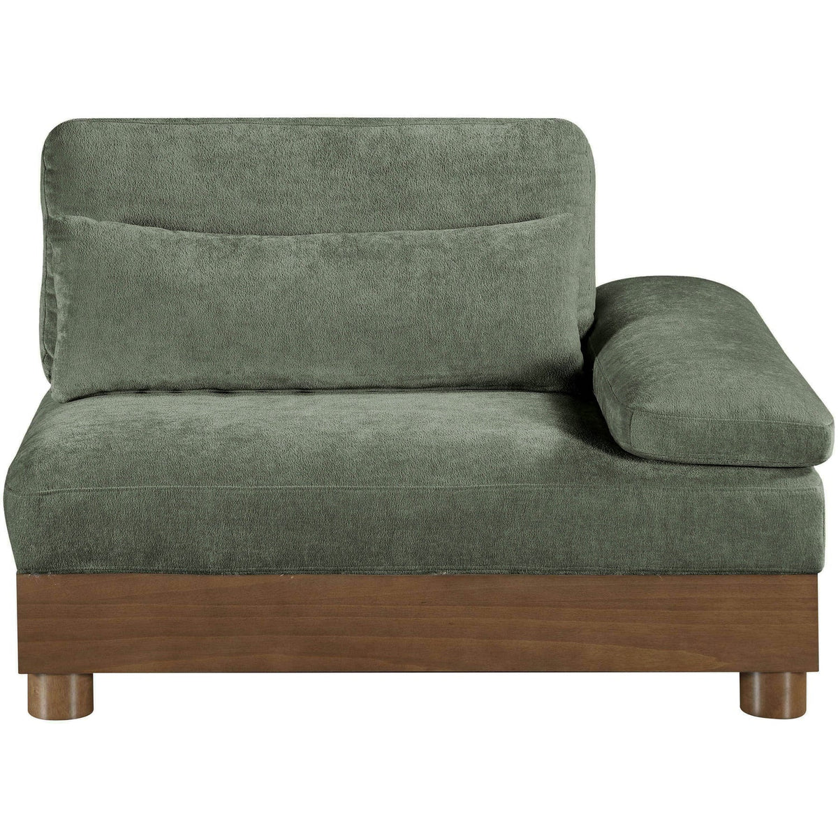 Turin Green Chenille Fabric Upholstered Modular Right Arm Chair