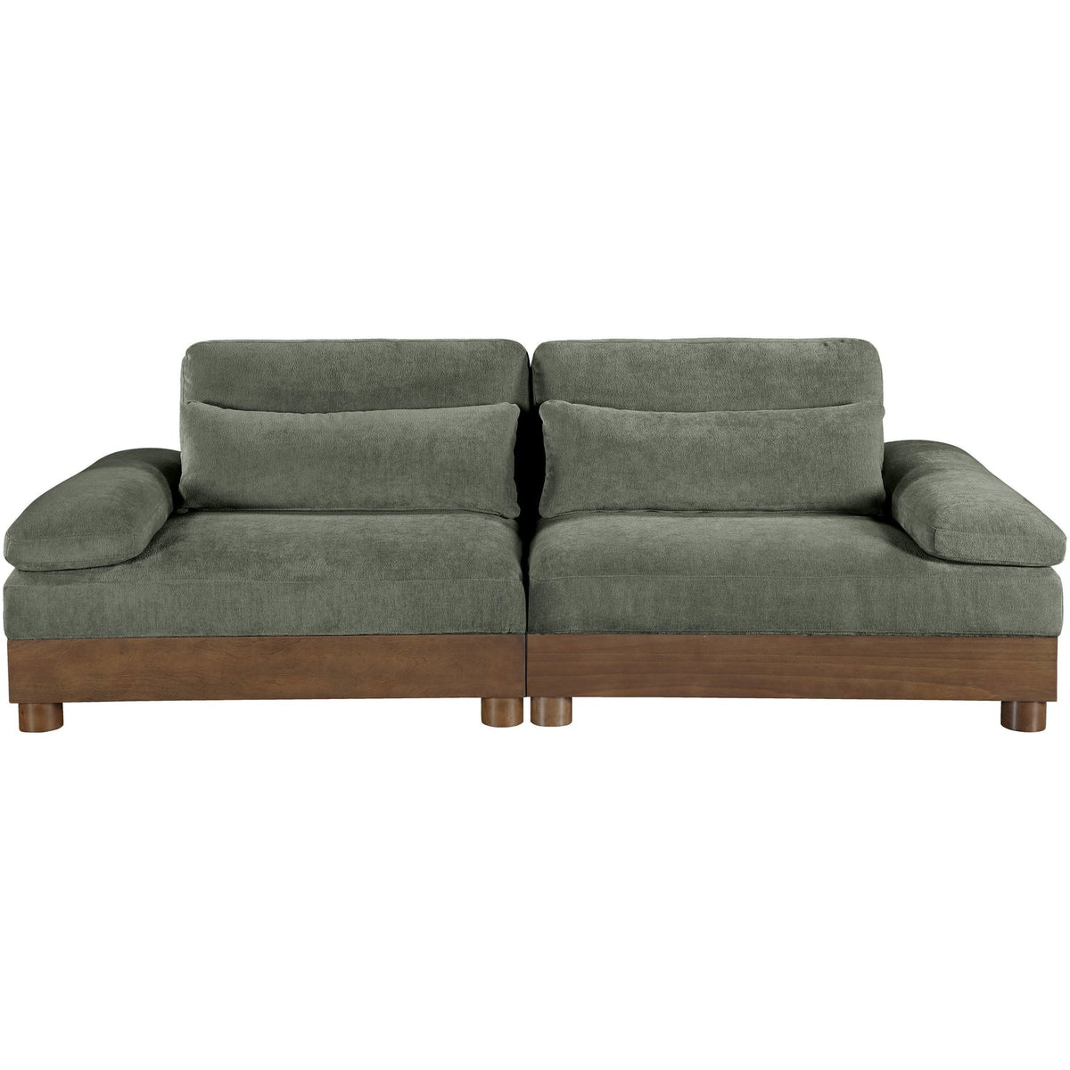 Turin 95.5in Green Chenille Fabric Upholstered 2 Piece Modular Sofa
