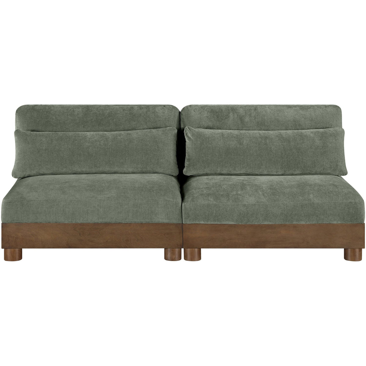 Turin 80in Green Chenille Fabric Upholstered 2 Piece Modular Sofa