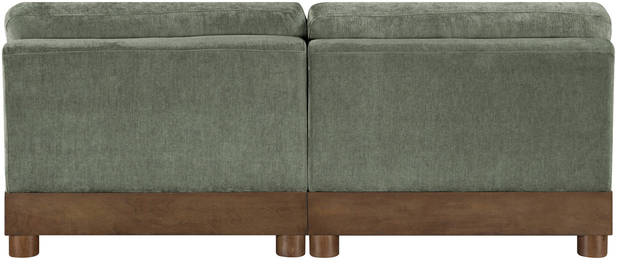 Turin 80in Green Chenille Fabric Upholstered 2 Piece Modular Sofa