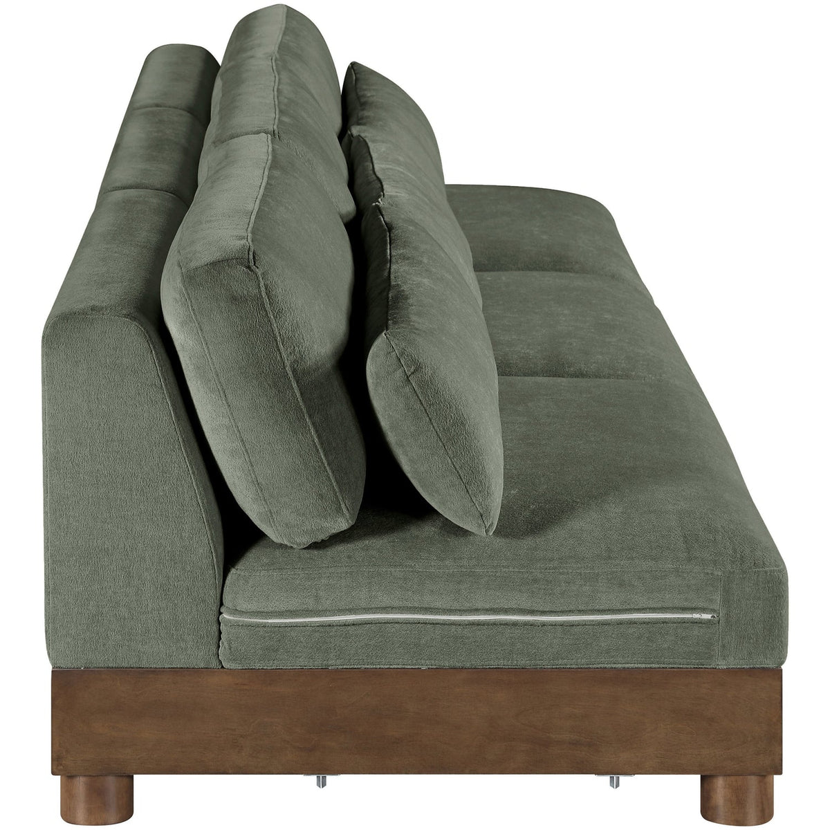 Turin 120in Green Chenille Fabric Upholstered 3 Piece. Modular Sofa