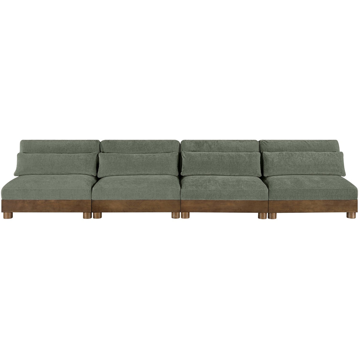 Turin 16 0in Green Chenille Fabric Upholstered 4 Piece. Modular Sofa