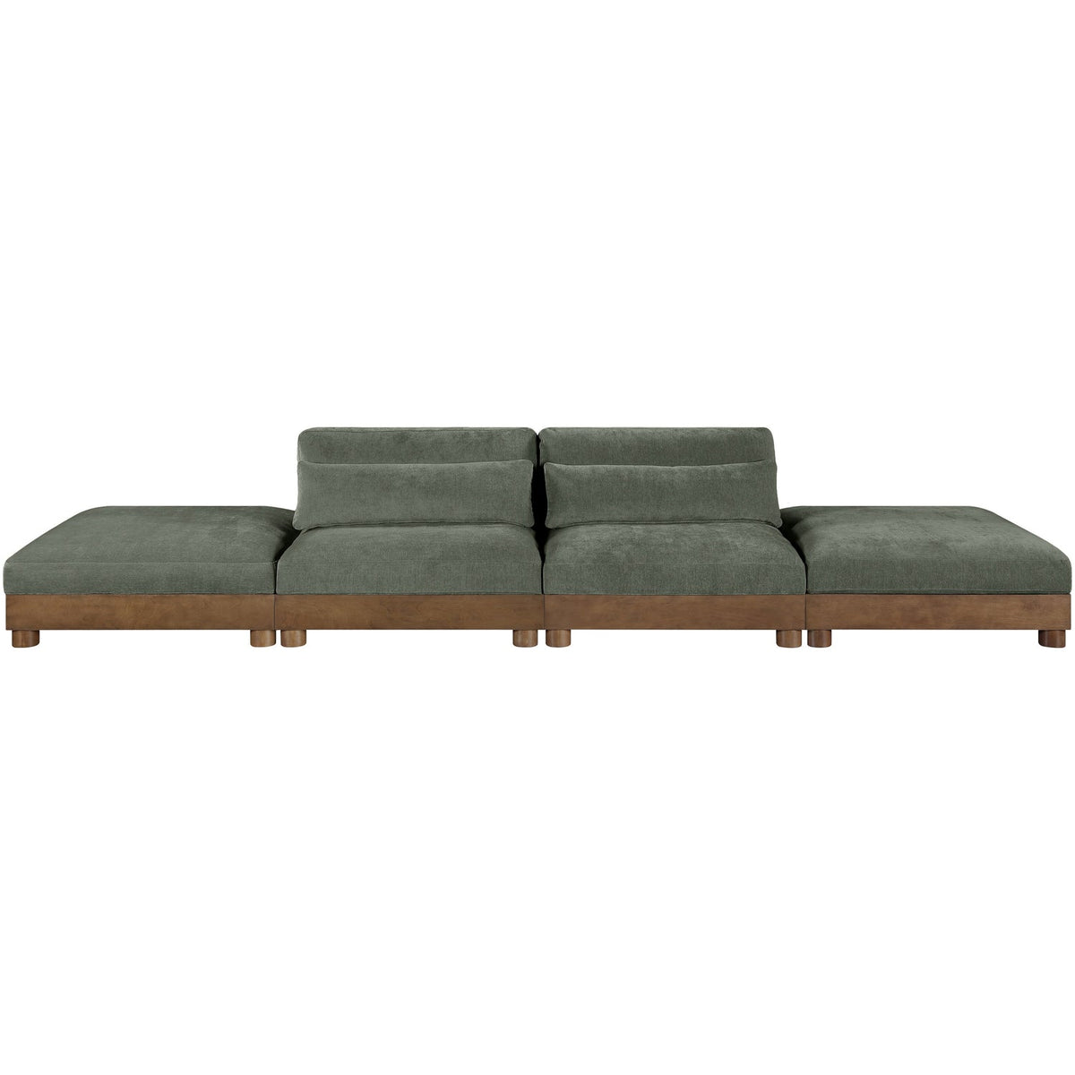 Turin 160in Green Chenille Fabric Upholstered 4 Piece Modular Sofa