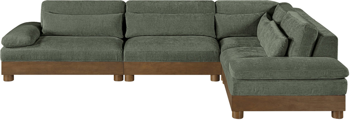 Turin 127.75in Green Chenille Fabric Upholstered 4 Piece Modular Sectional Sofa