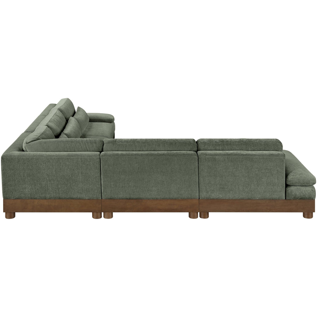 Turin 127.75in Green Chenille Fabric Upholstered 5 Piece Modular Sectional Sofa