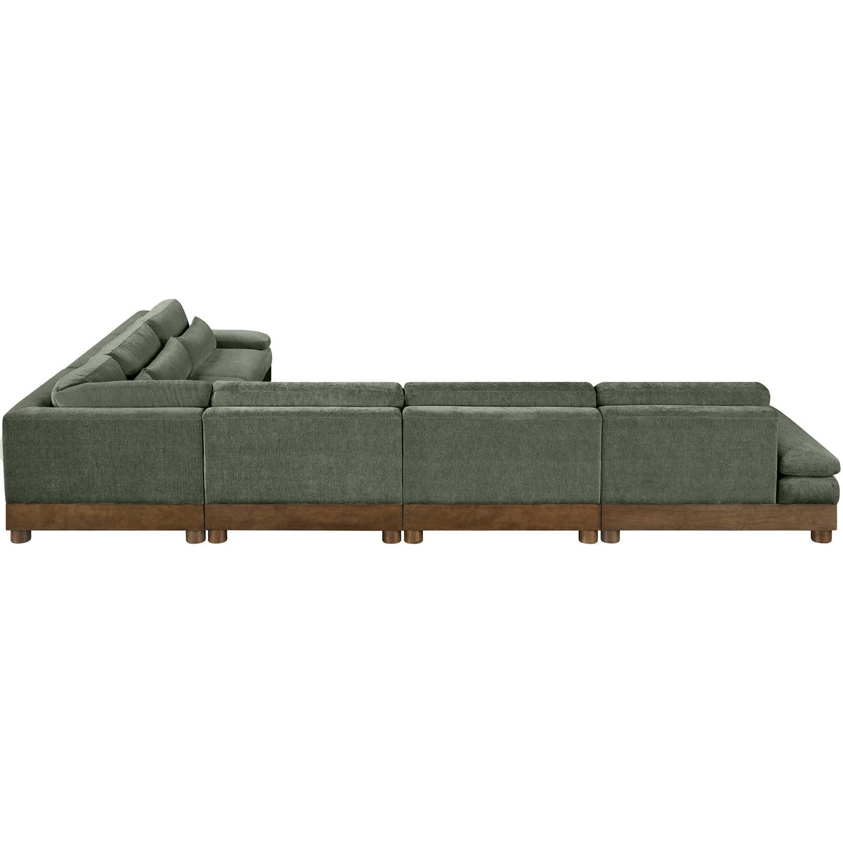 Turin 167.75in Green Chenille Fabric Upholstered 6 Piece Modular Sectional Sofa