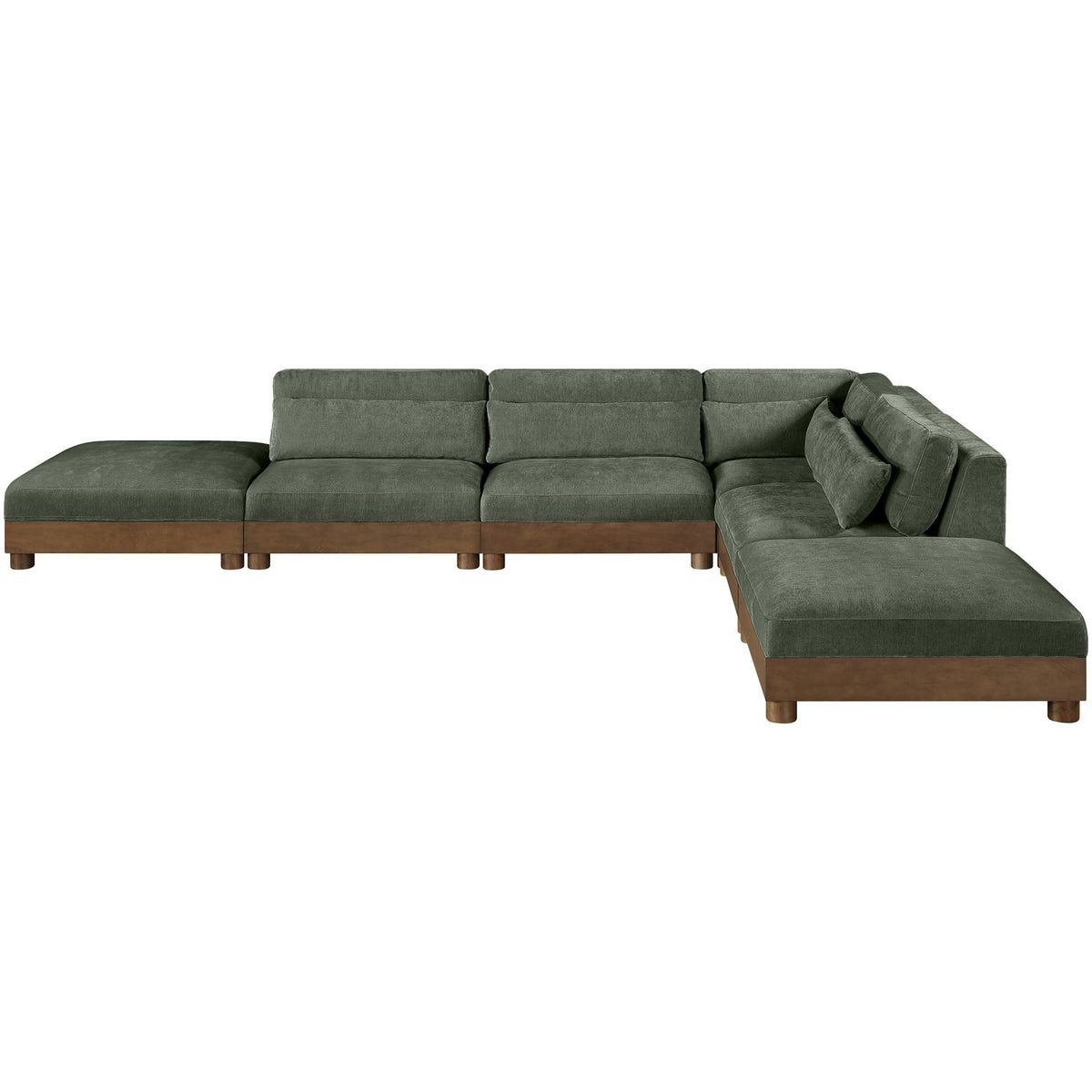 Turin 160in Green Chenille Fabric Upholstered 6 Piece Modular Sectional Sofa