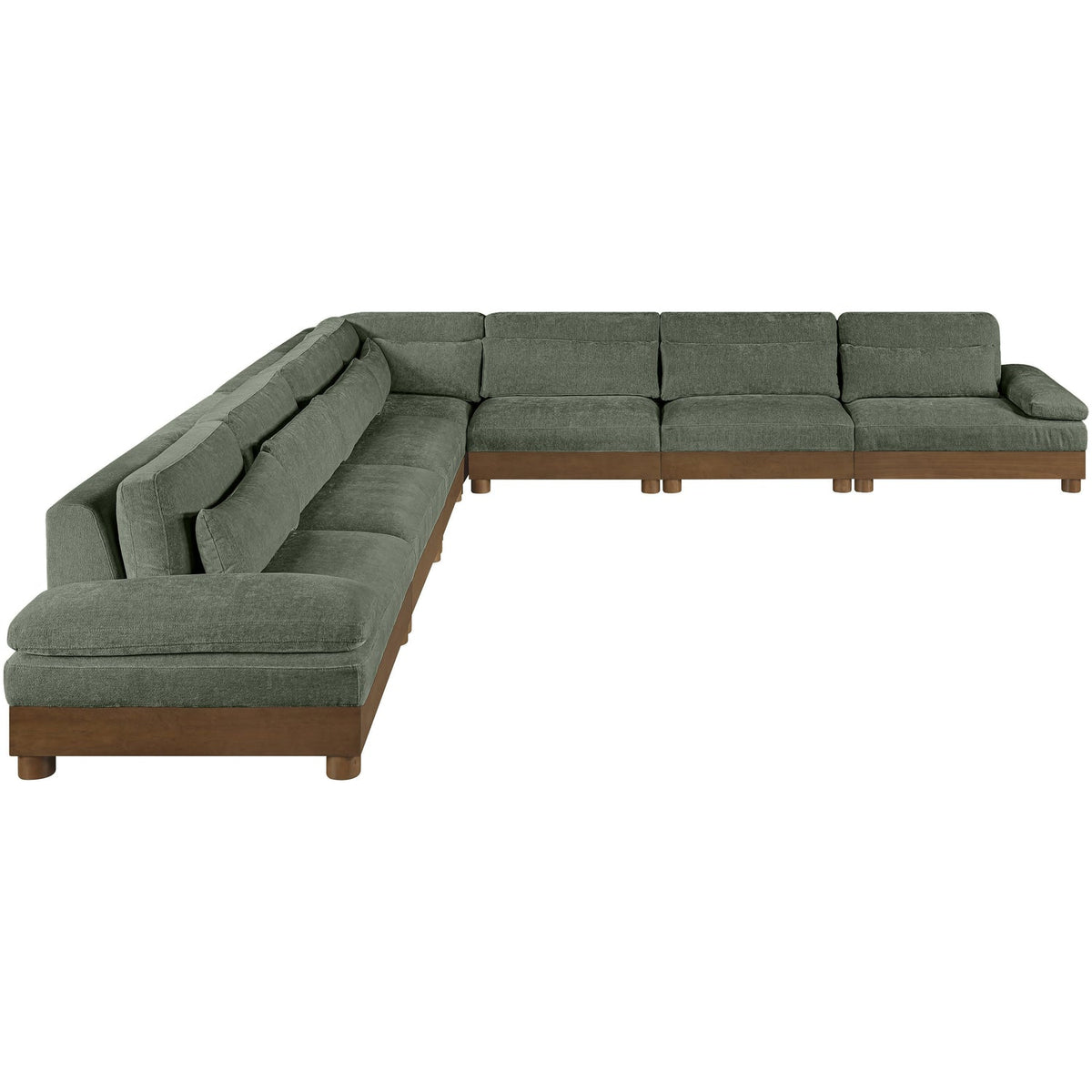Turin 167.75in Green Chenille Fabric Upholstered 7 Piece Modular Sectional Sofa