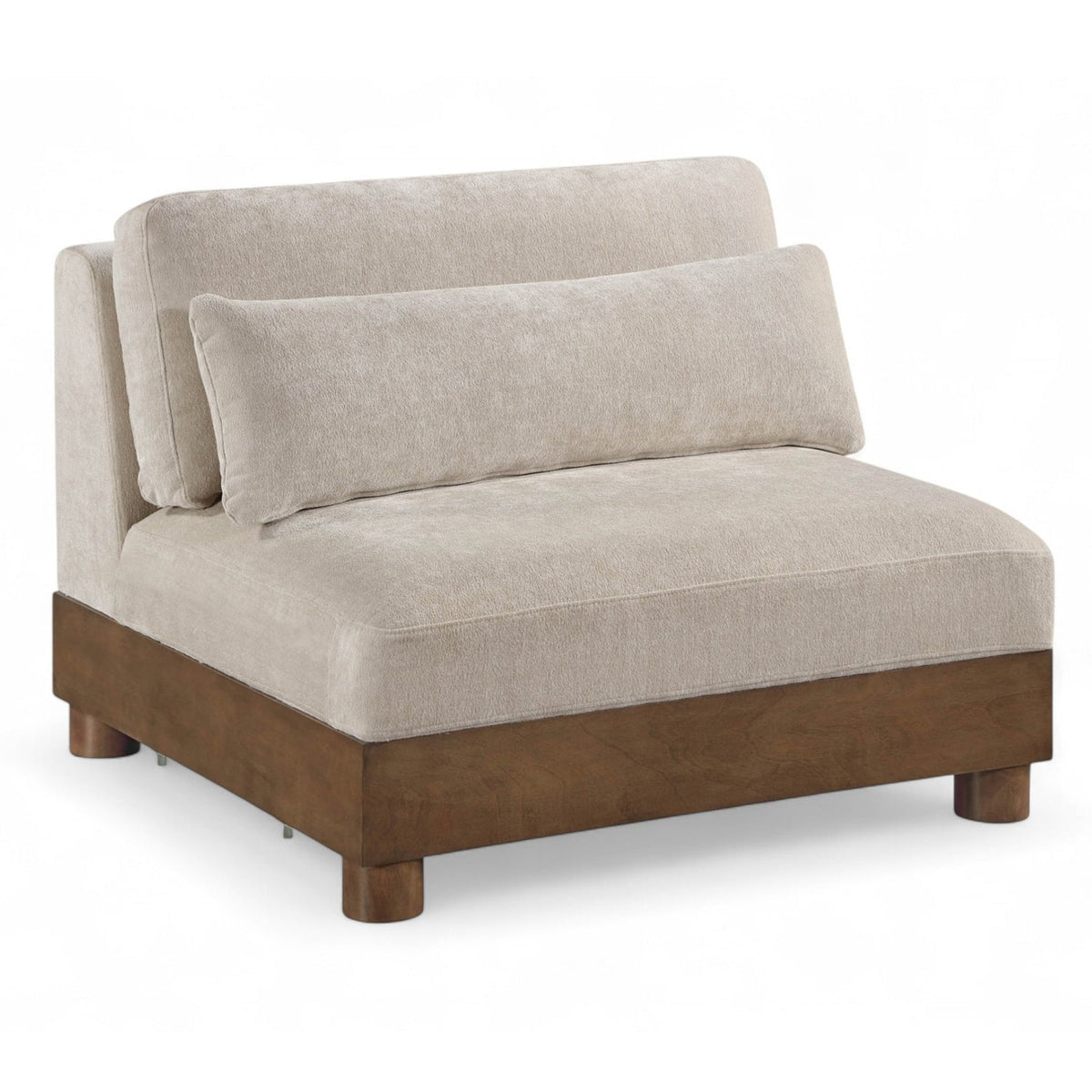 Turin Taupe Chenille Fabric Upholstered Modular Armless Chair in taupe chenille fabric, primary product view