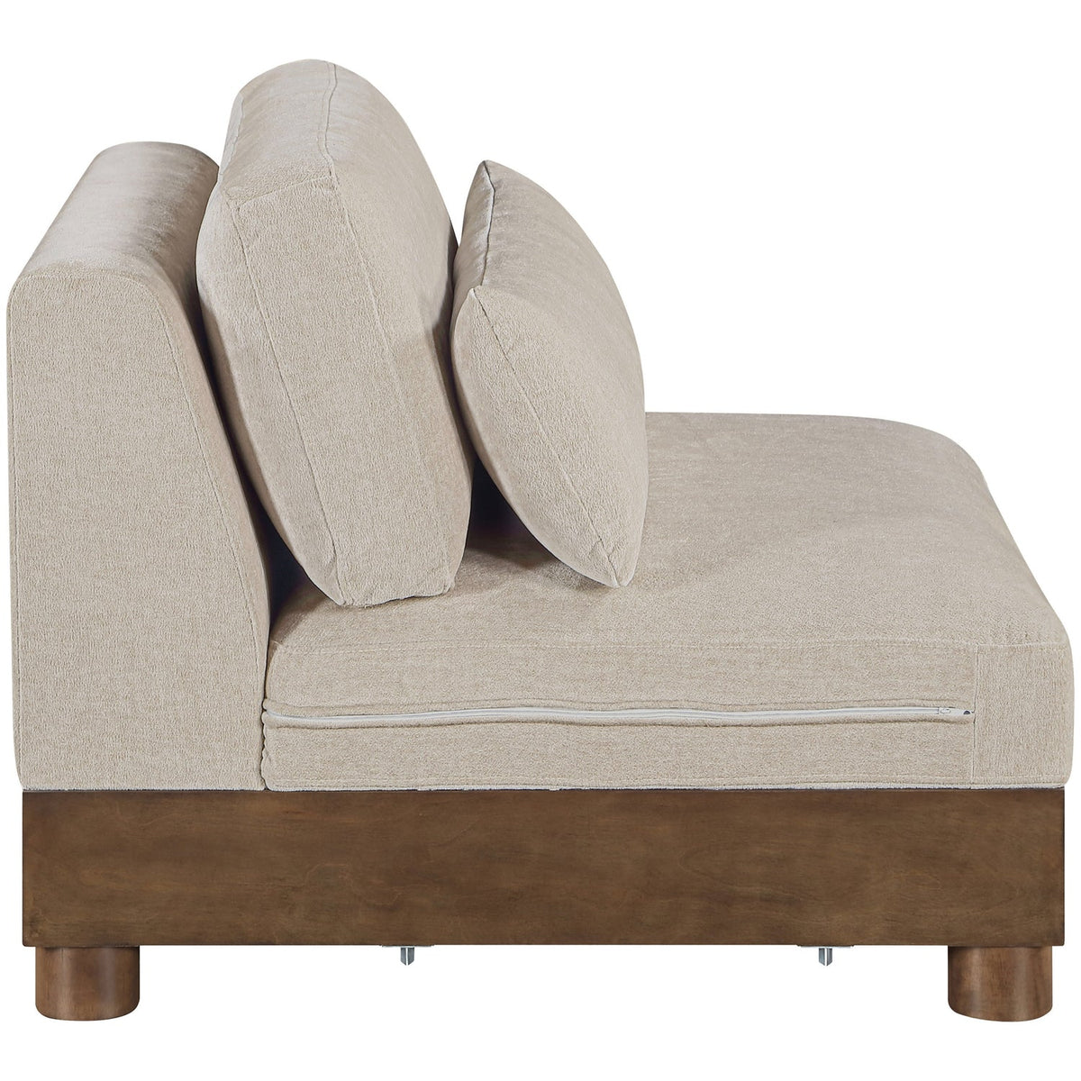 Turin Taupe Chenille Fabric Upholstered Modular Armless Chair