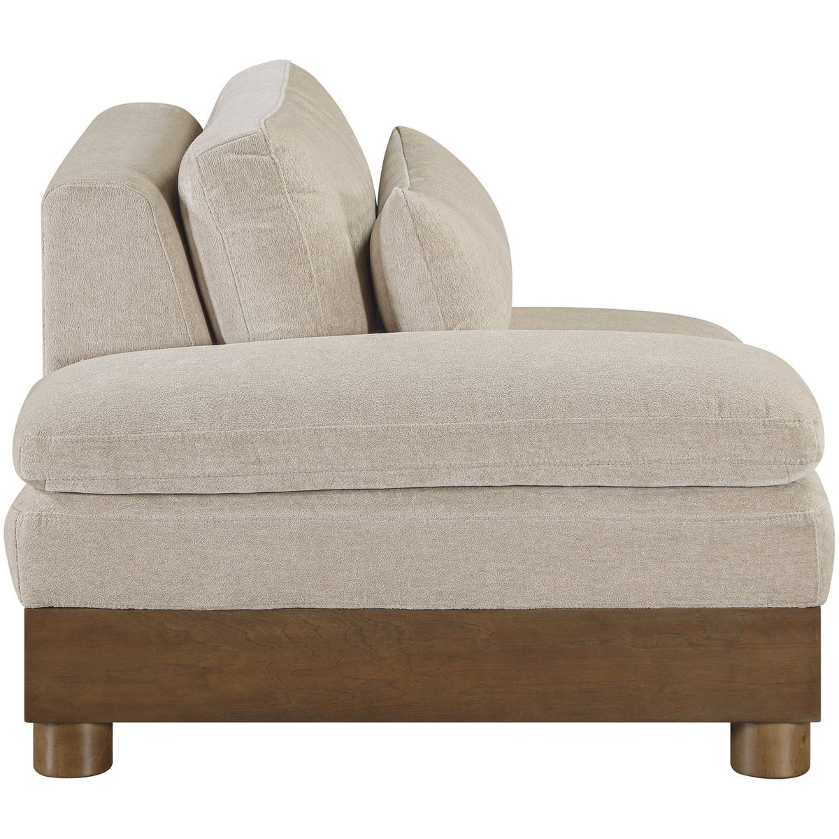 Turin Taupe Chenille Fabric Upholstered Modular Left Arm Chair