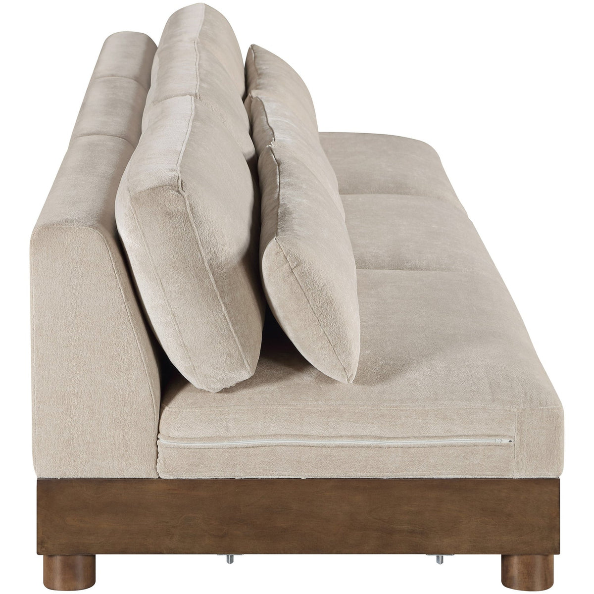 Turin 120in Taupe Chenille Fabric Upholstered 3 Piece. Modular Sofa