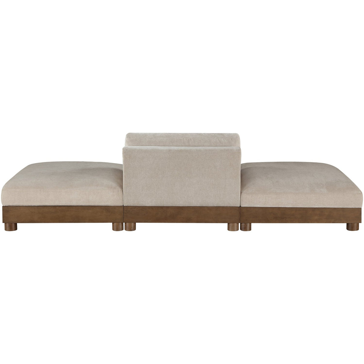 Turin 120in Taupe Chenille Fabric Upholstered 3 Piece. Modular Sofa