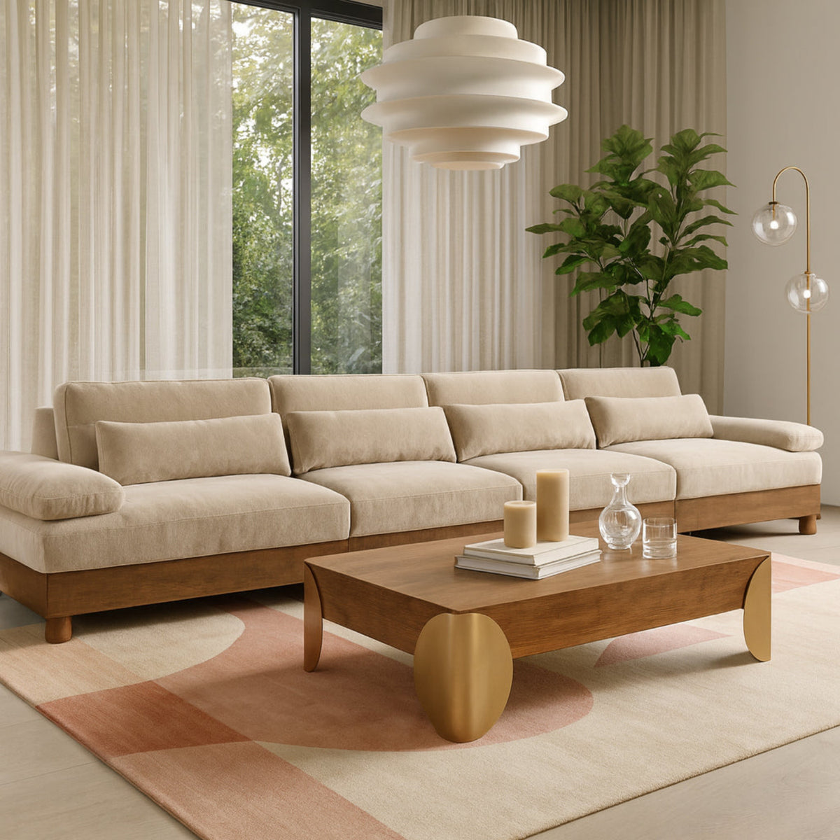 Turin 17 5 .5in Taupe Chenille Fabric Upholstered 4 Piece. Modular Sofa