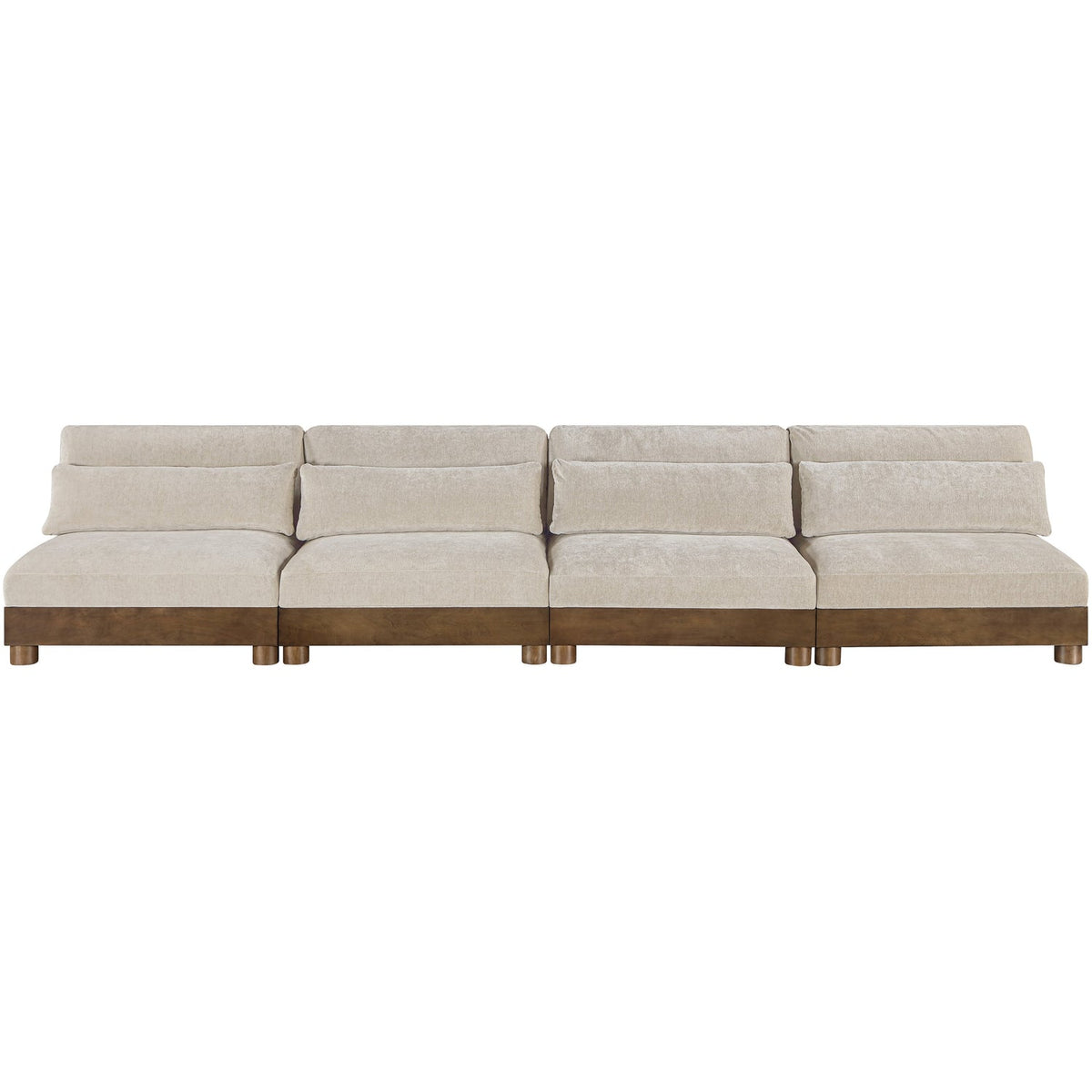 Turin 16 0in Taupe Chenille Fabric Upholstered 4 Piece. Modular Sofa