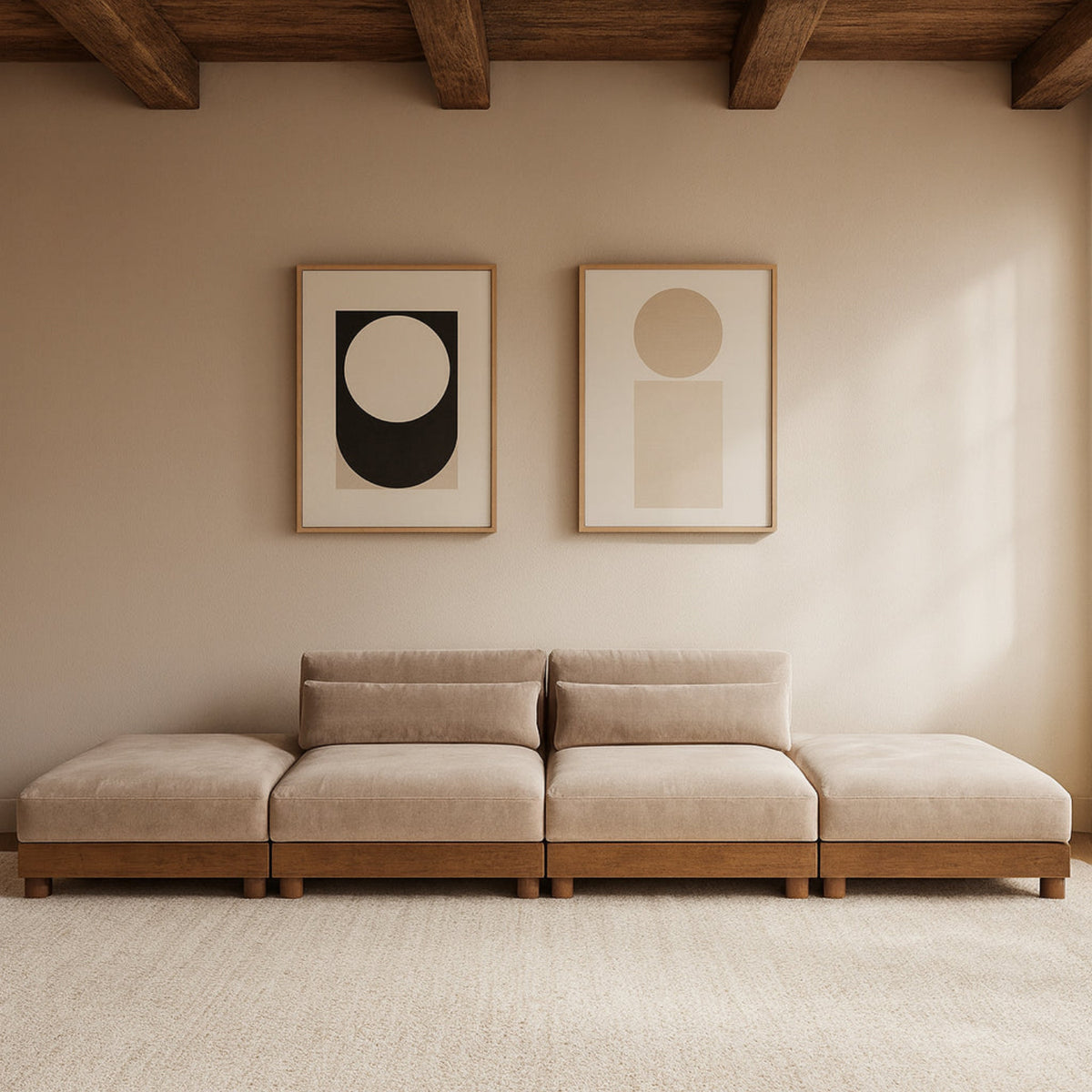 Turin 16 0in Taupe Chenille Fabric Upholstered 4 Piece. Modular Sofa