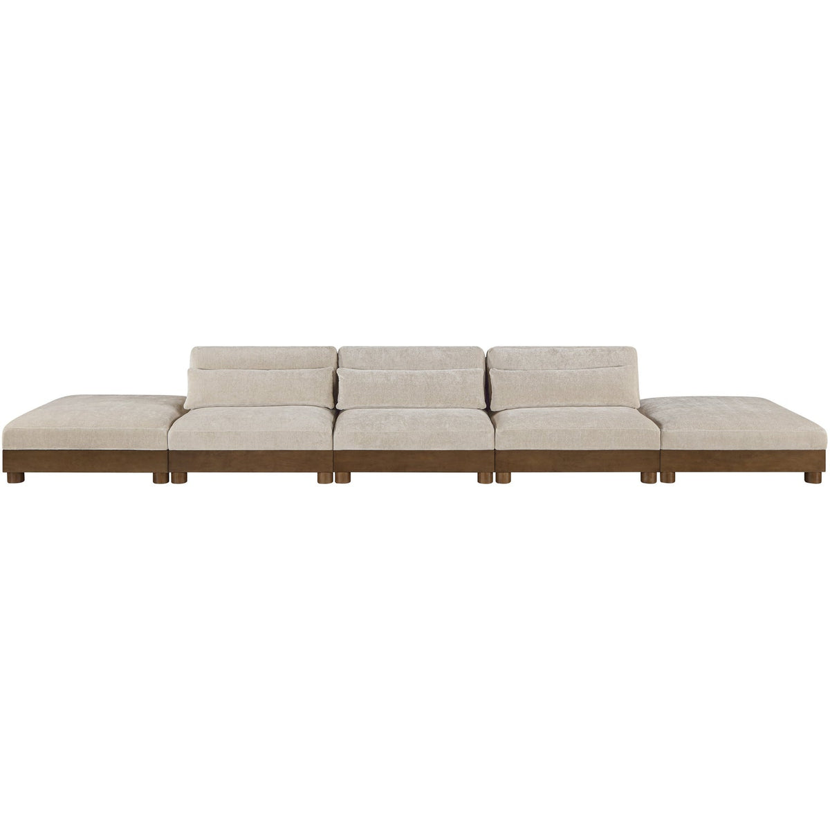 Turin 200in Taupe Chenille Fabric Upholstered 5 Piece Modular Sofa