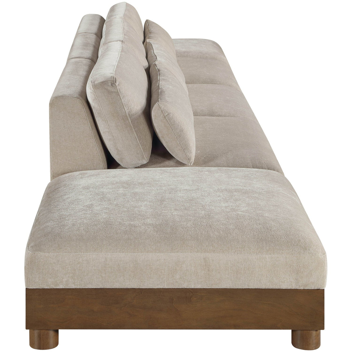 Turin 200in Taupe Chenille Fabric Upholstered 5 Piece Modular Sofa