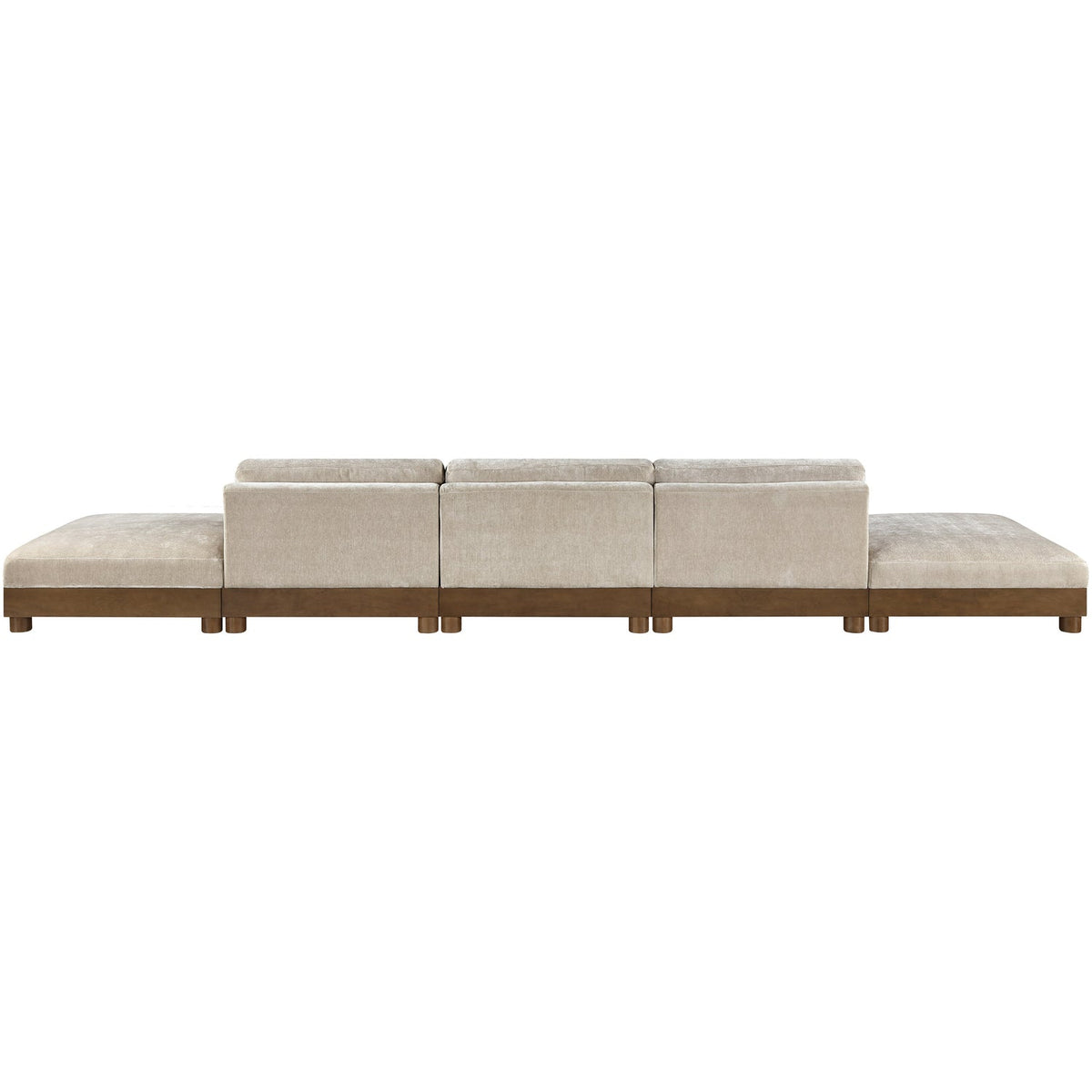 Turin 200in Taupe Chenille Fabric Upholstered 5 Piece Modular Sofa