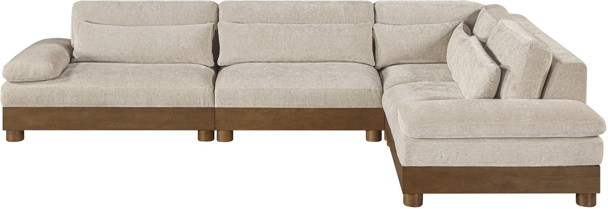Turin 127.75in Taupe Chenille Fabric Upholstered 4 Piece Modular Sectional Sofa