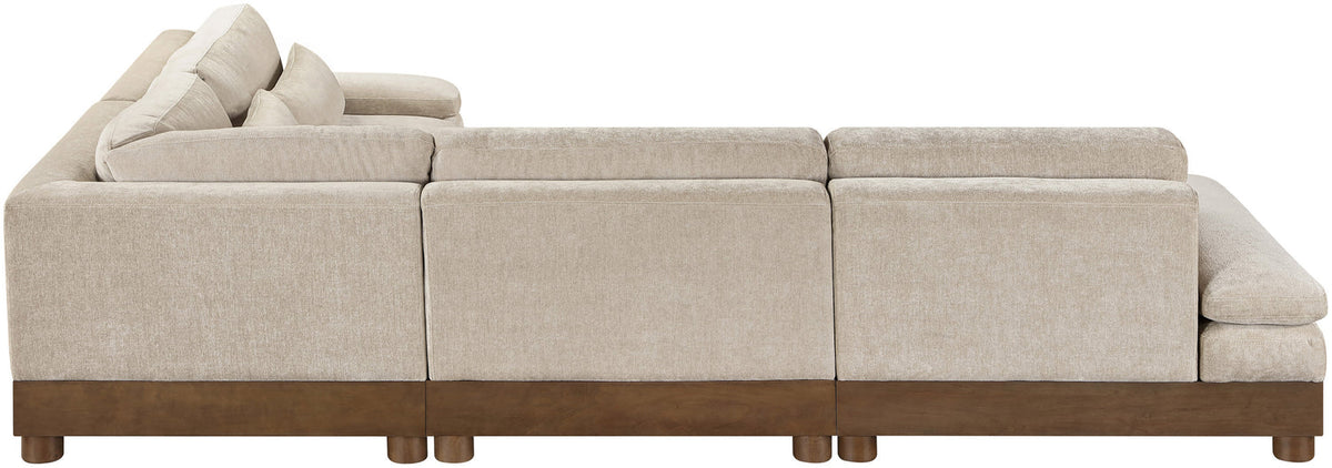 Turin 127.75in Taupe Chenille Fabric Upholstered 4 Piece Modular Sectional Sofa