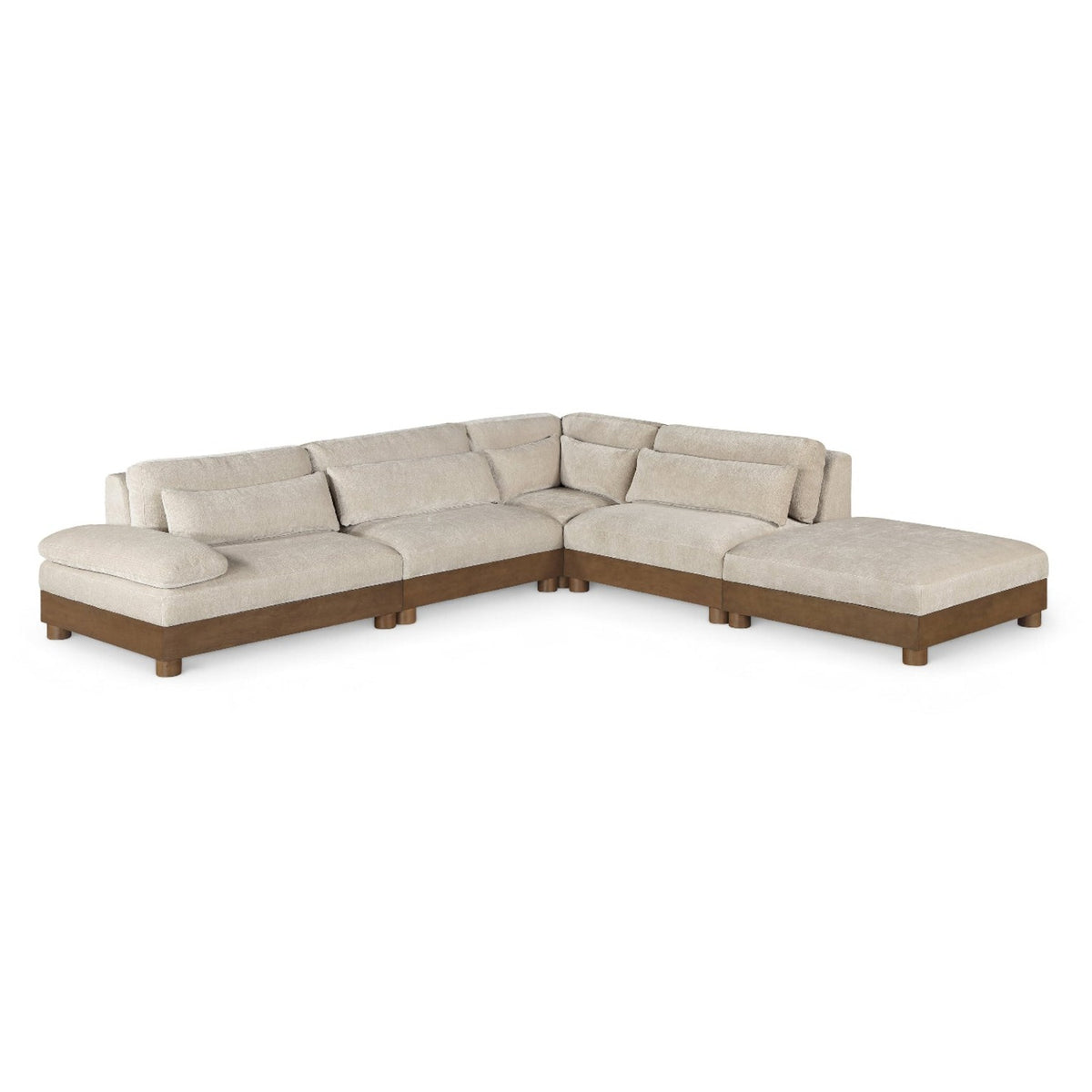 Turin 120" Taupe Chenille Fabric Upholstered 5pc. Modular Sectional in taupe chenille, 1200 lb frame, primary product view