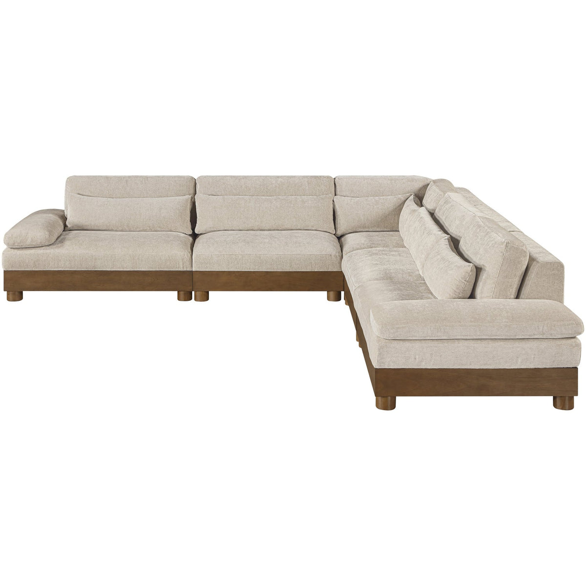 Turin 127.75in Taupe Chenille Fabric Upholstered 5 Piece Modular Sectional Sofa