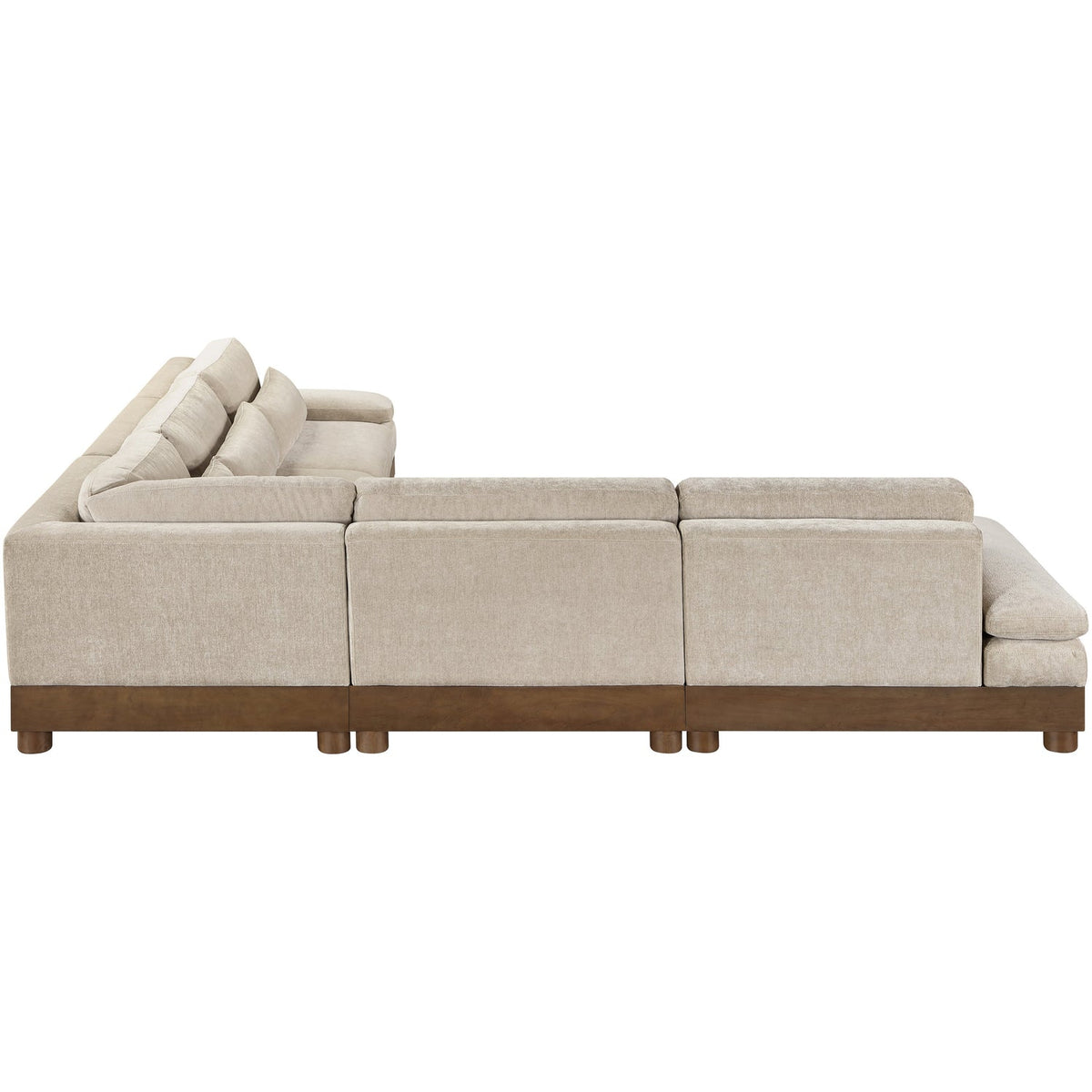 Turin 127.75in Taupe Chenille Fabric Upholstered 5 Piece Modular Sectional Sofa