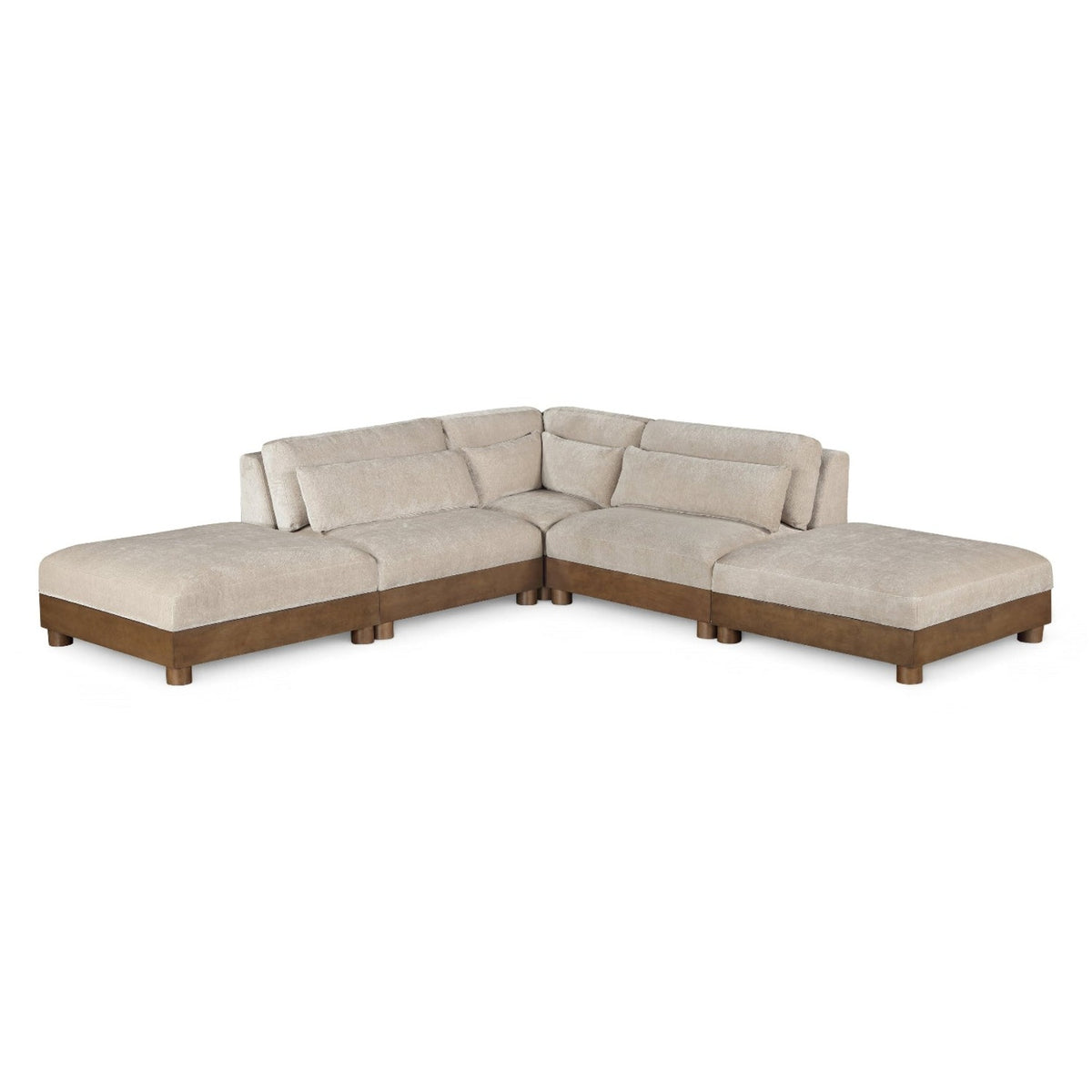 Turin 120" Taupe Chenille Fabric Upholstered 5pc. Modular Sectional in taupe chenille, 900 lb frame, primary product view