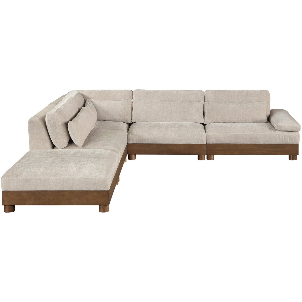 Turin 127.75in Taupe Chenille Fabric Upholstered 5 Piece Modular Sectional Sofa