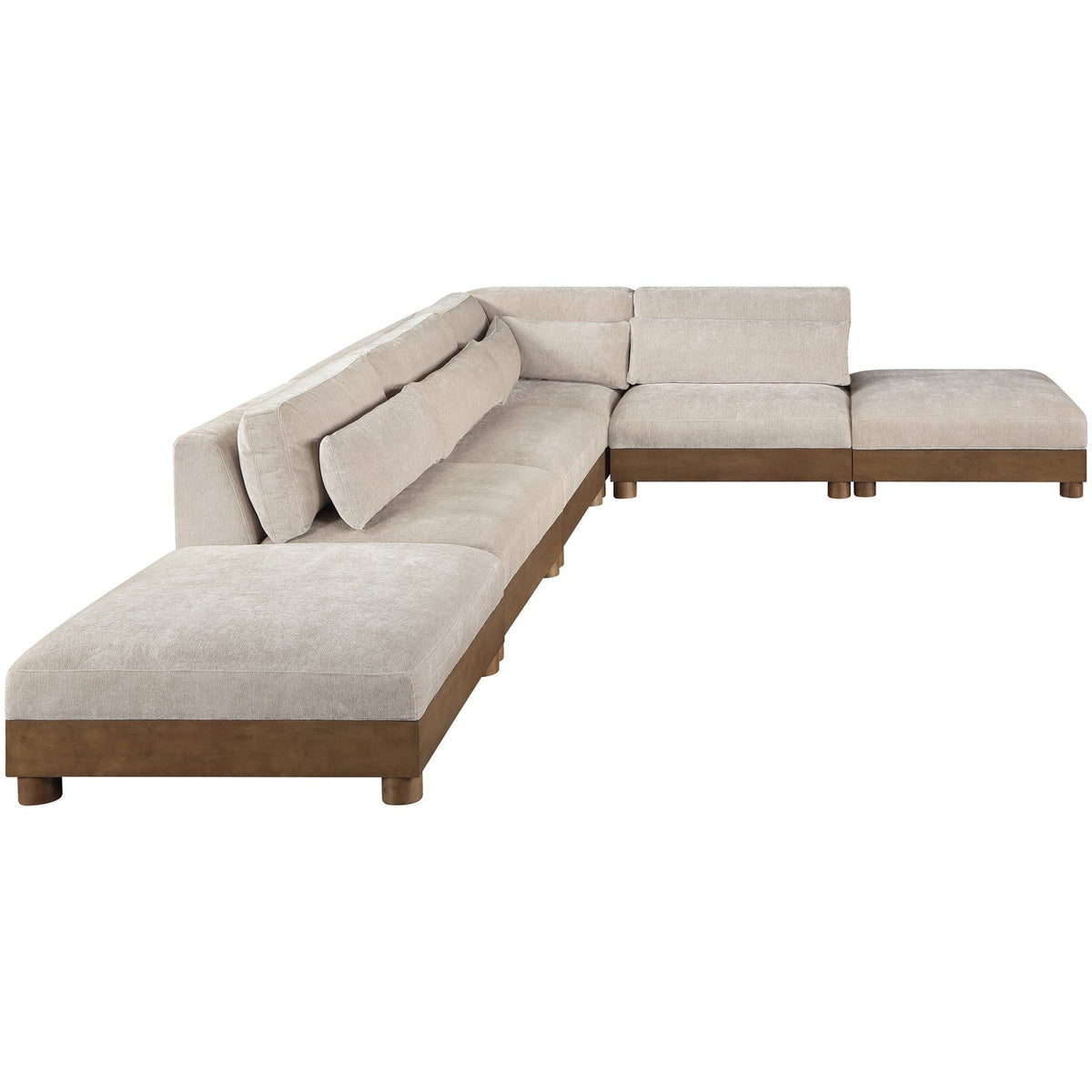 Turin 160in Taupe Chenille Fabric Upholstered 6 Piece Modular Sectional Sofa