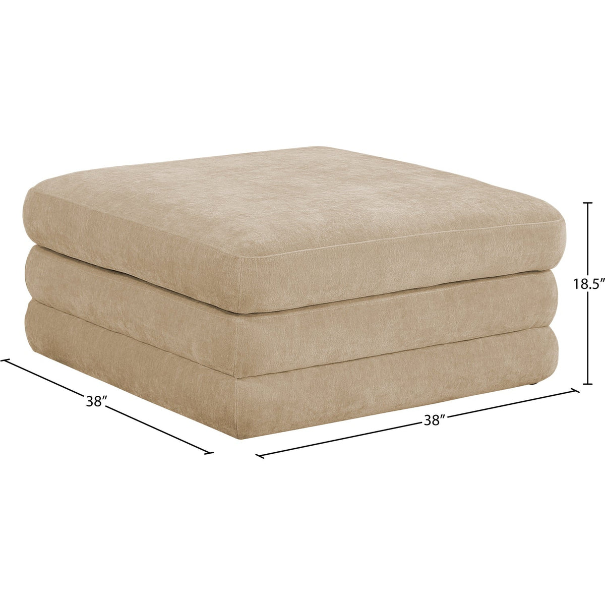 Stellar Beige Chenille Fabric Upholstered Modular Ottoman