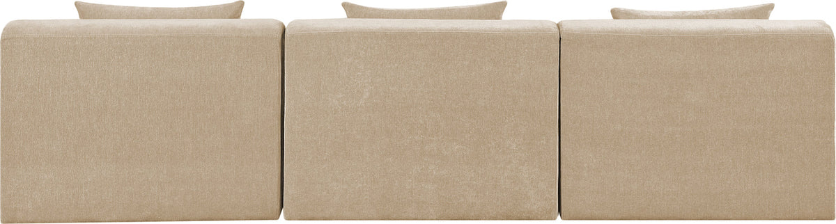 Stellar 11 4in Beige Chenille Fabric Upholstered 3 Piece Modular Sofa