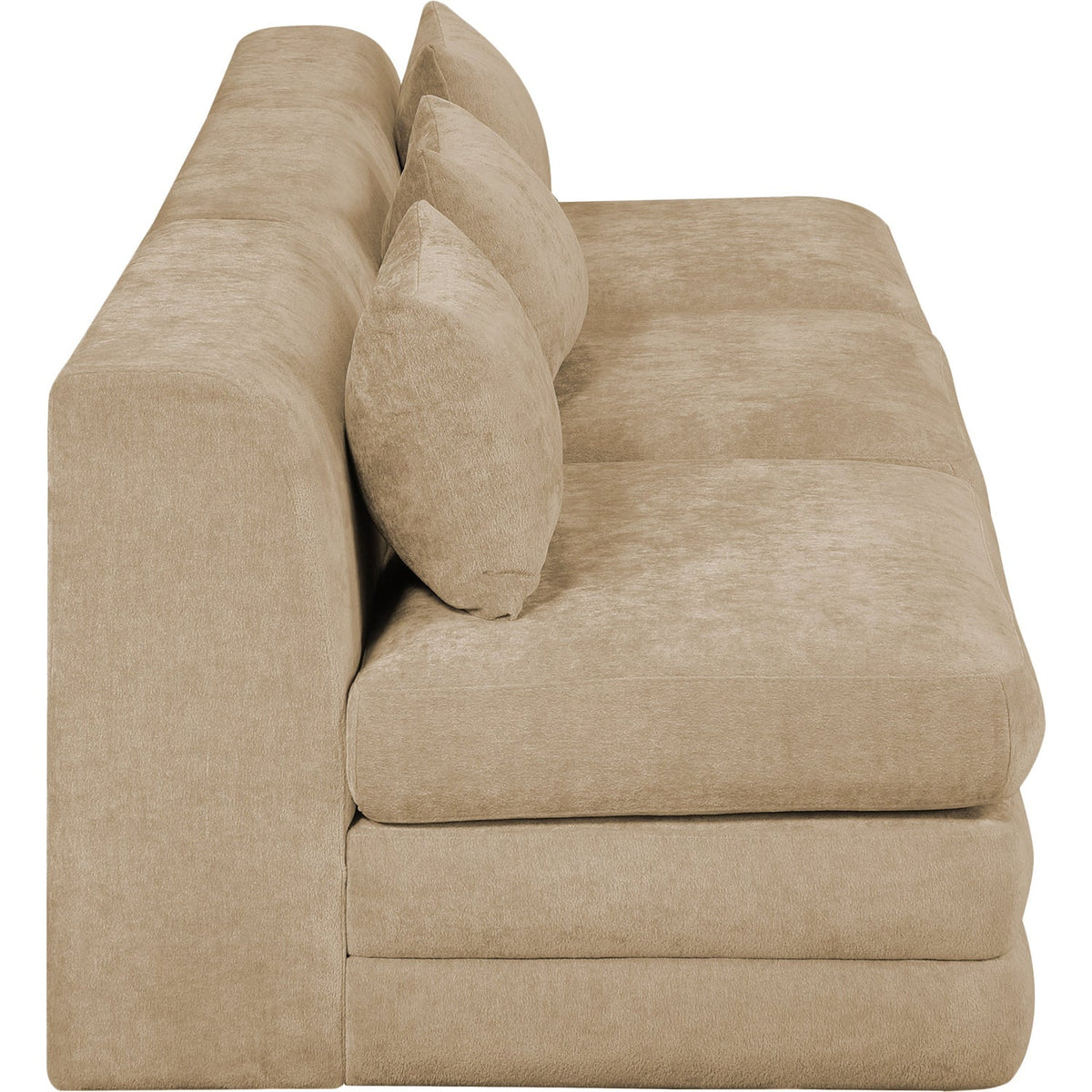 Stellar 11 4in Beige Chenille Fabric Upholstered 3 Piece Modular Sofa