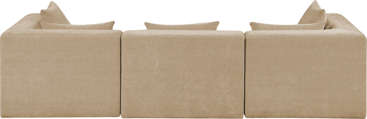 Stellar 114in Beige Chenille Fabric Upholstered 3 Piece Modular Sofa