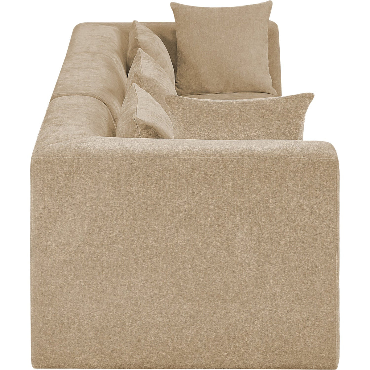 Stellar 114in Beige Chenille Fabric Upholstered 3 Piece Modular Sofa