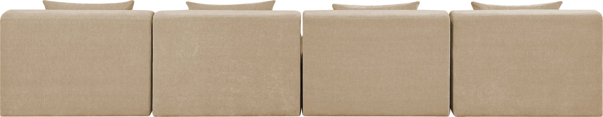Stellar 152in Beige Chenille Fabric Upholstered 4 Piece Modular Sofa