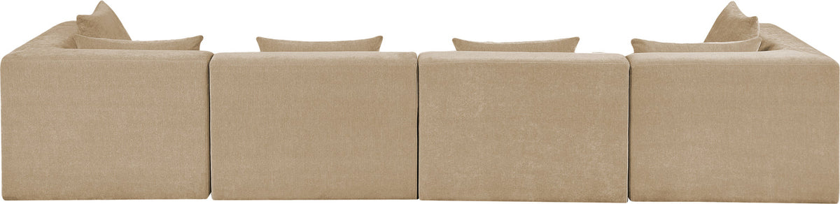 Stellar 152in Beige Chenille Fabric Upholstered 4 Piece Modular Sofa