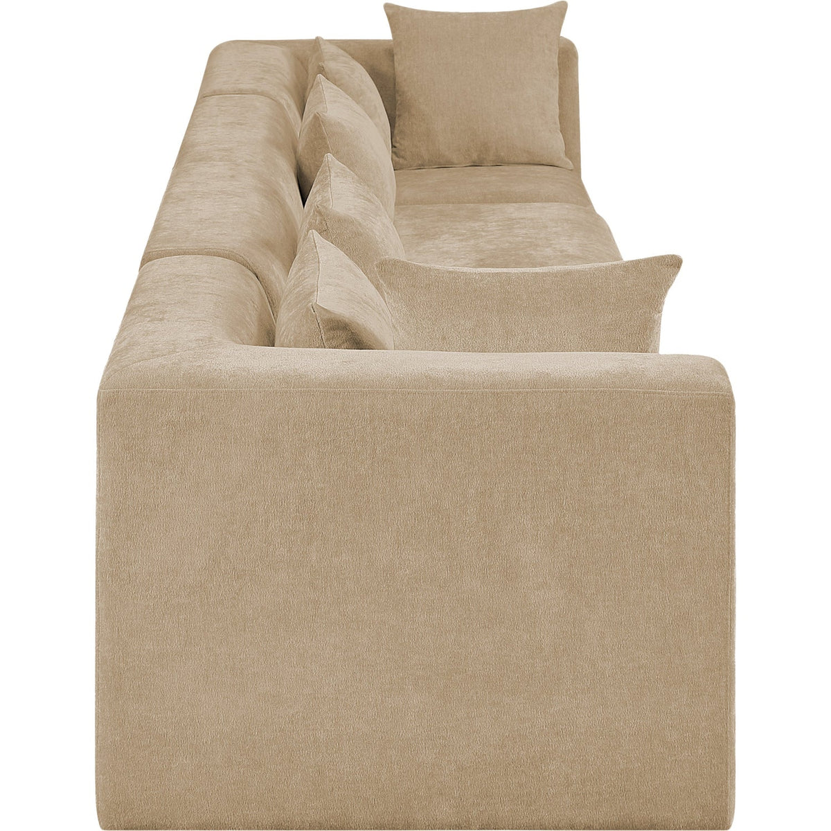 Stellar 152in Beige Chenille Fabric Upholstered 4 Piece Modular Sofa