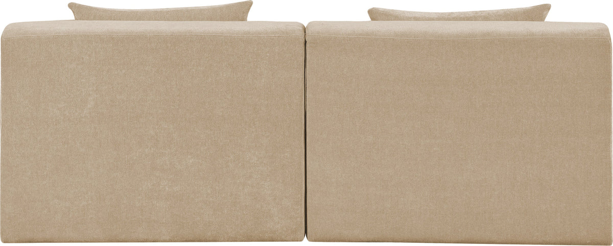 Stellar 76in Beige Chenille Fabric Upholstered 2 Piece Modular Sofa