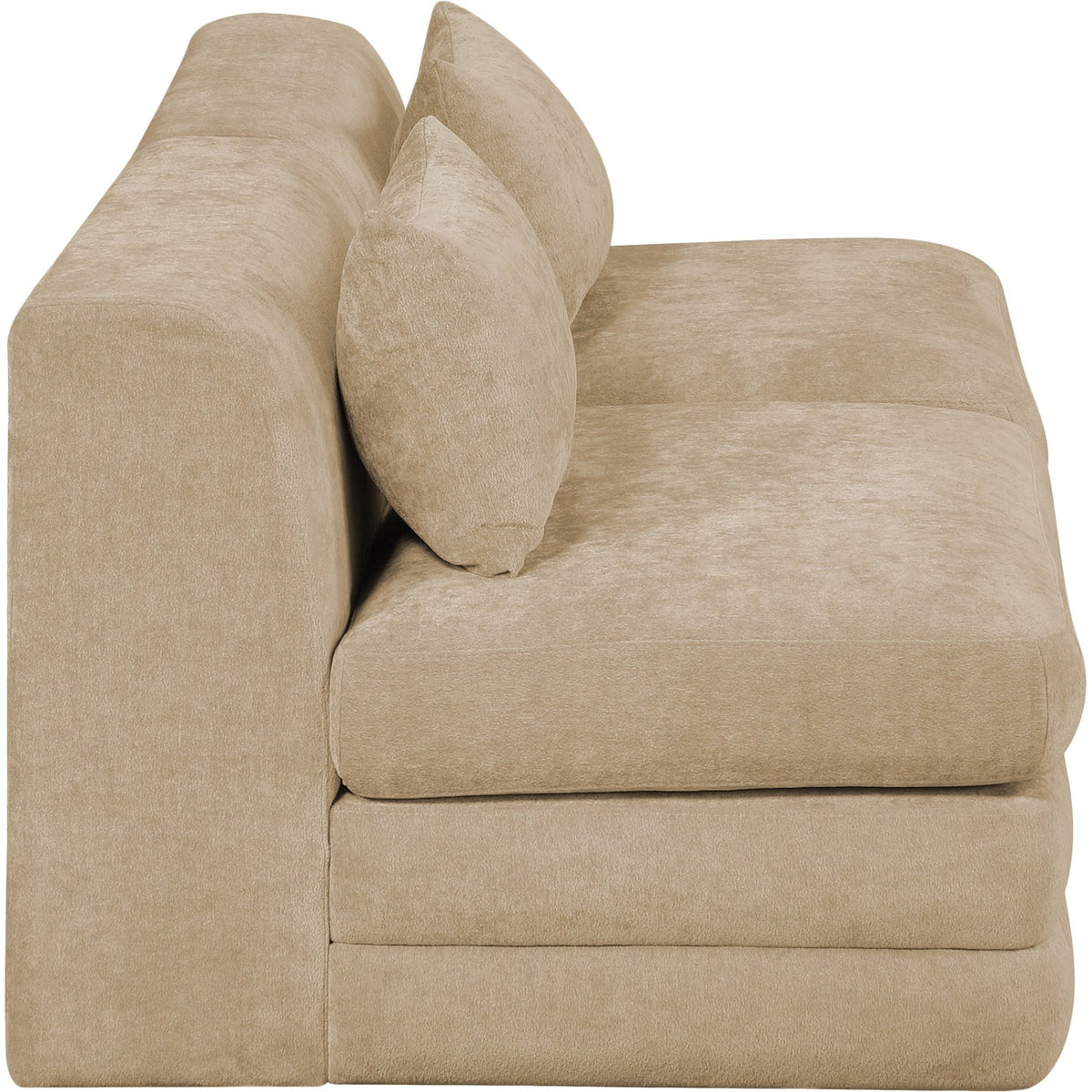 Stellar 76in Beige Chenille Fabric Upholstered 2 Piece Modular Sofa