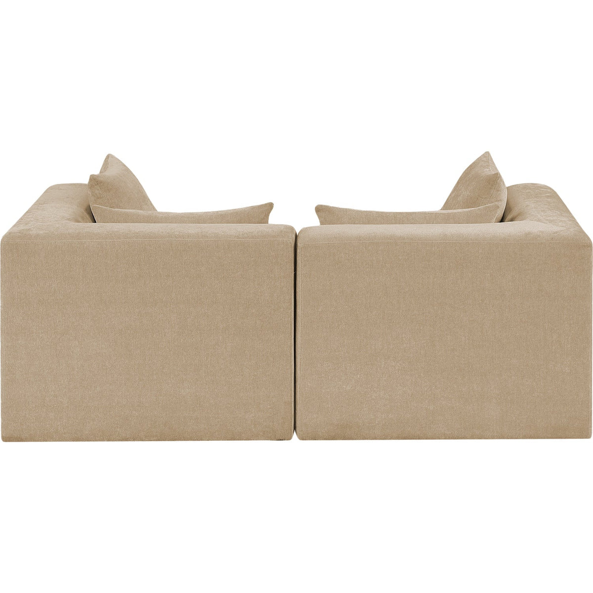 Stellar 76in Beige Chenille Fabric Upholstered 2 Piece Modular Sofa