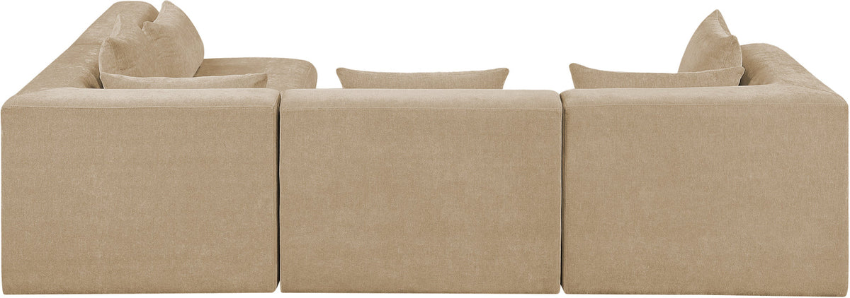 Stellar 114in Beige Chenille Fabric Upholstered 4 Piece Modular Sectional Sofa