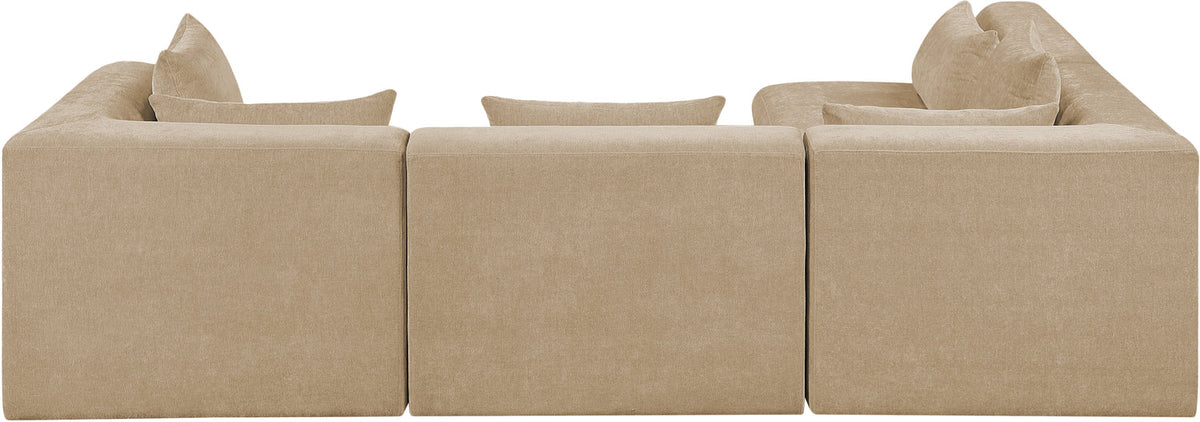 Stellar 114in Beige Chenille Fabric Upholstered 4 Piece Modular Sectional Sofa