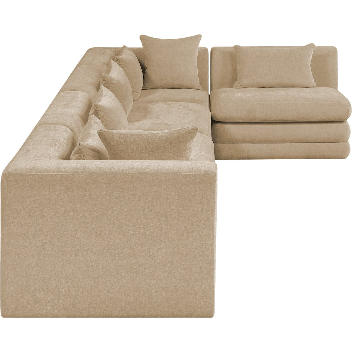 Stellar 152in Beige Chenille Fabric Upholstered 5 Piece Modular Sectional Sofa